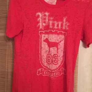 Pink distressed light weight tee